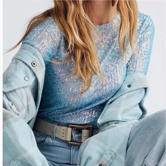 FREE PEOPLE NWOT Gold Rush Long Sleeve top size extra small - Picture 5 of 10